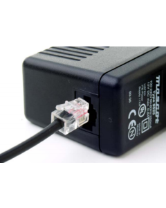 Modular adaptor cable 1.85 Mtr long with a moulded 3626 plug, center positive Polarity.