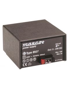 Mascot 8937 5-24V DC, 18W AC/DC Linear power supply with fixed EU mains cord and snap connectors